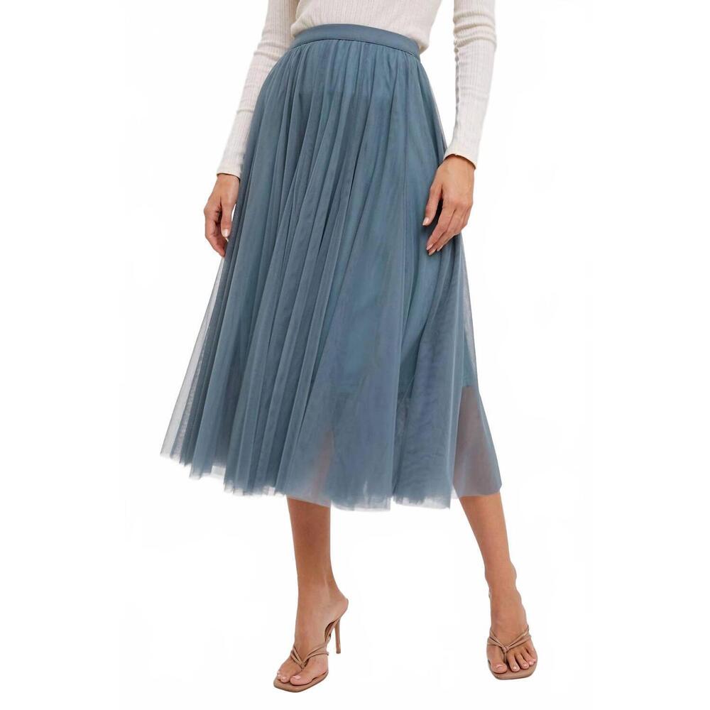 NEW BLUIVY tulle midi skirt in dark mint